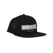 Iron+Steel Plate Snapback Hat - Black