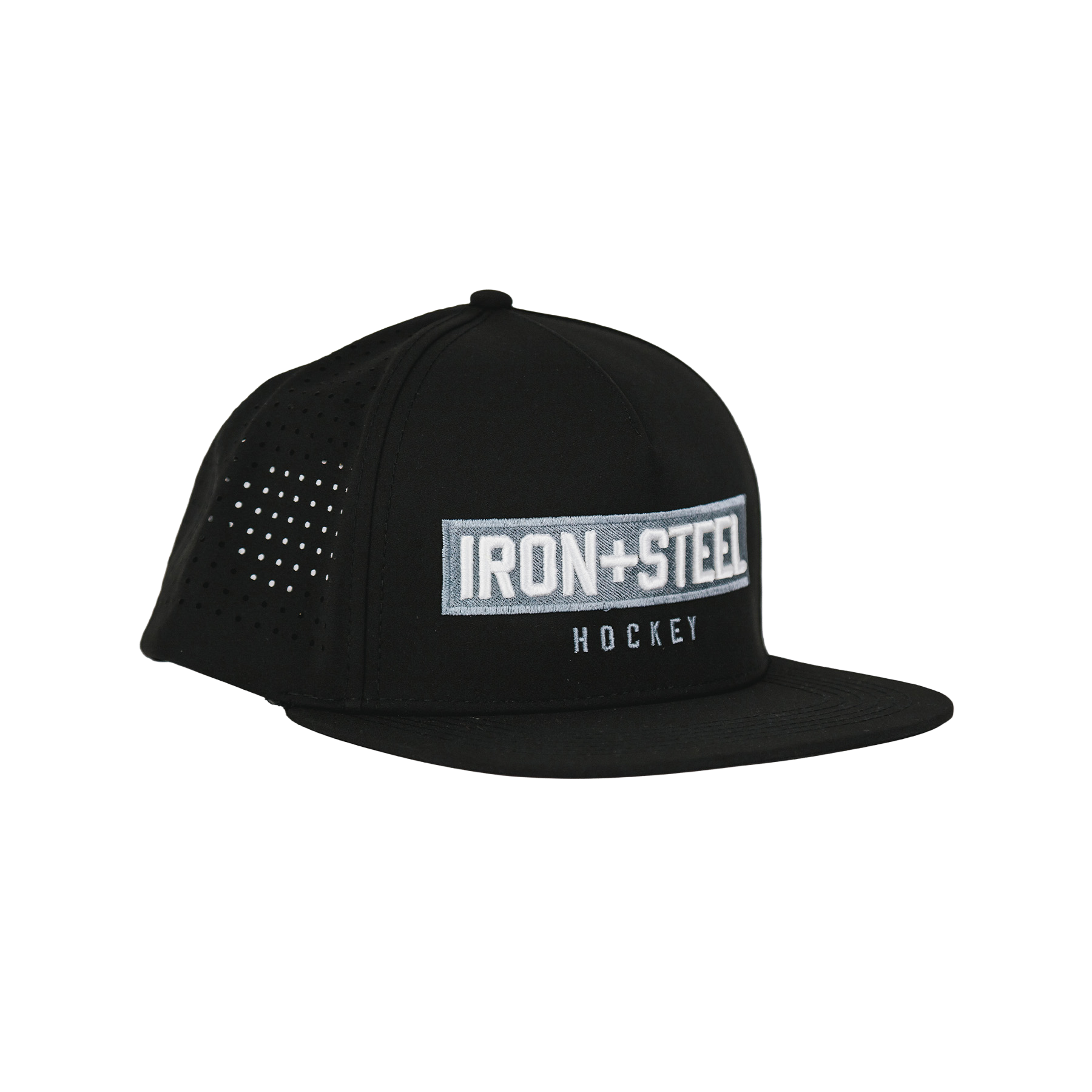 Iron+Steel Plate Snapback Hat - Black