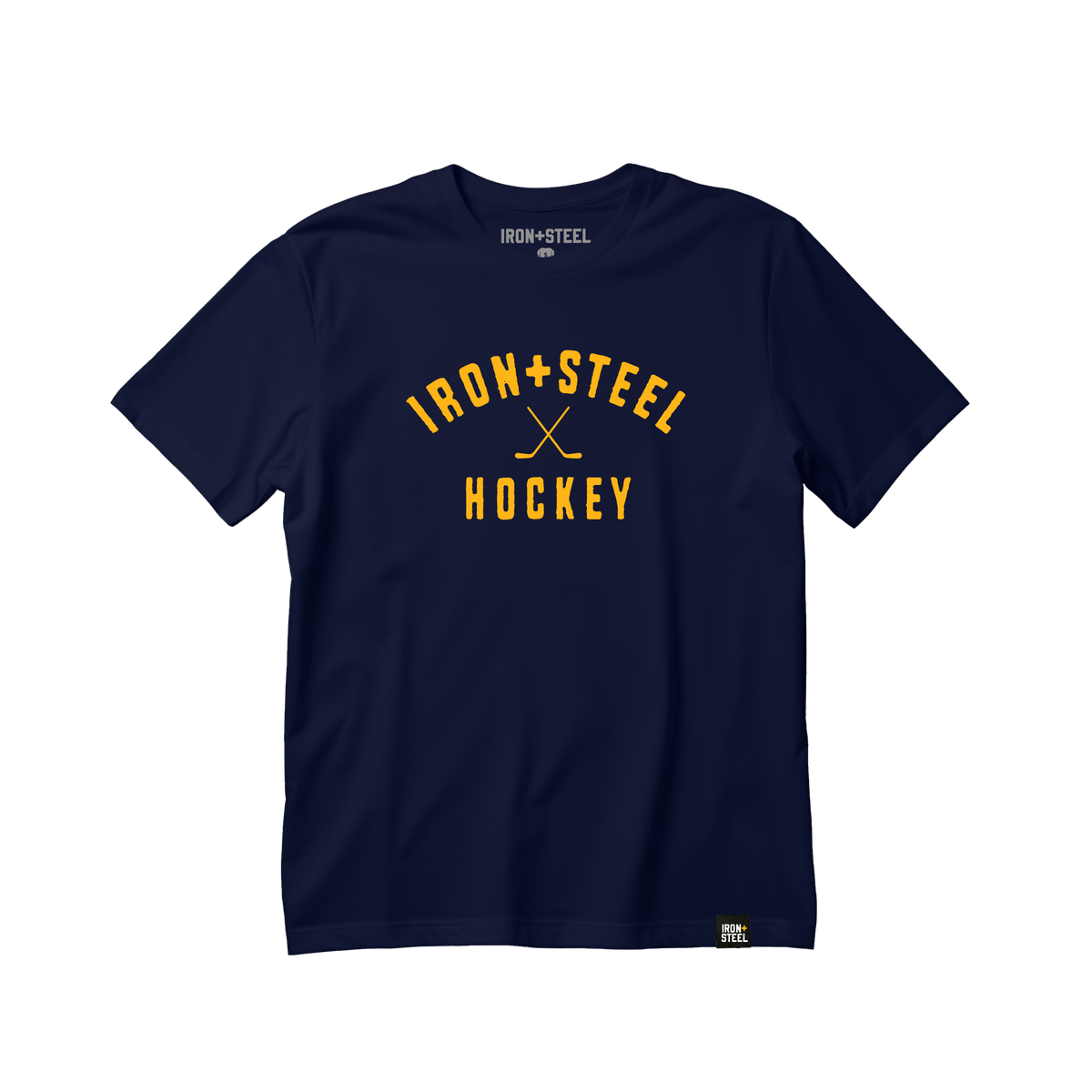 Iron + Steel Hockey Sticks Tee in navy