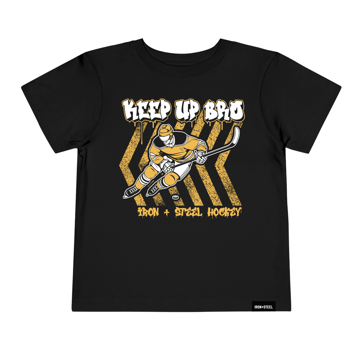 Keep Up Bro Hockey Toddler Tee in black