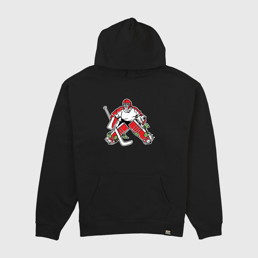Money In The Pads Goalie Hockey Midweight Hoodie in black, front