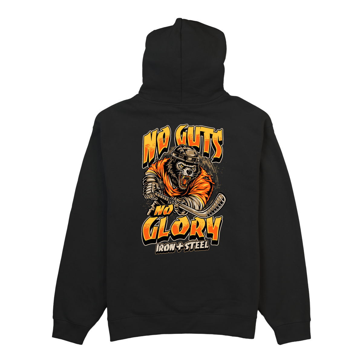 No Guts No Glory Hockey Midweight Hoodie in black, back