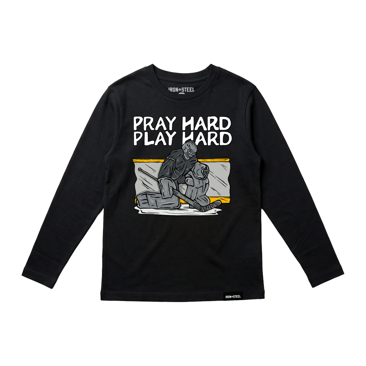 Goalie Pray Hard Play Hard Hockey Tee