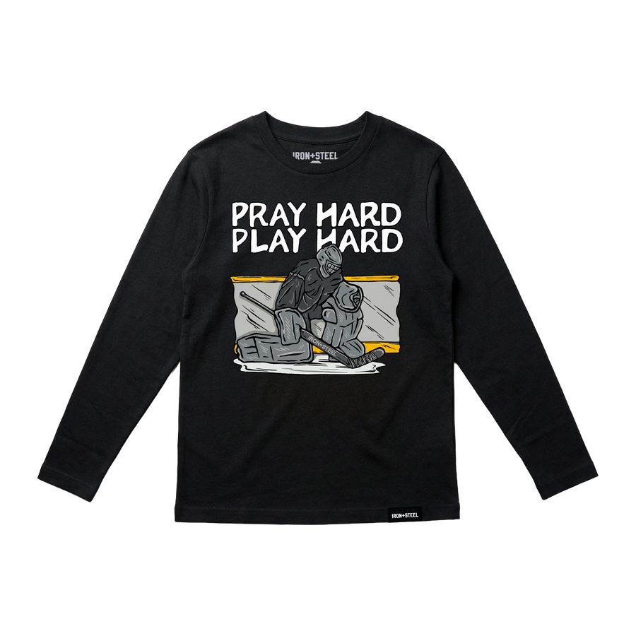 Goalie Pray Hard Play Hard Hockey Tee