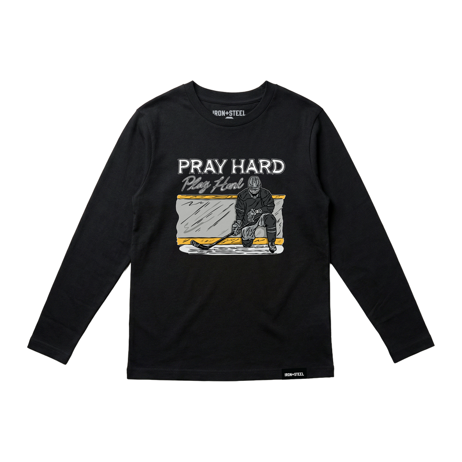 Pray Hard Play Hard Hockey Tee
