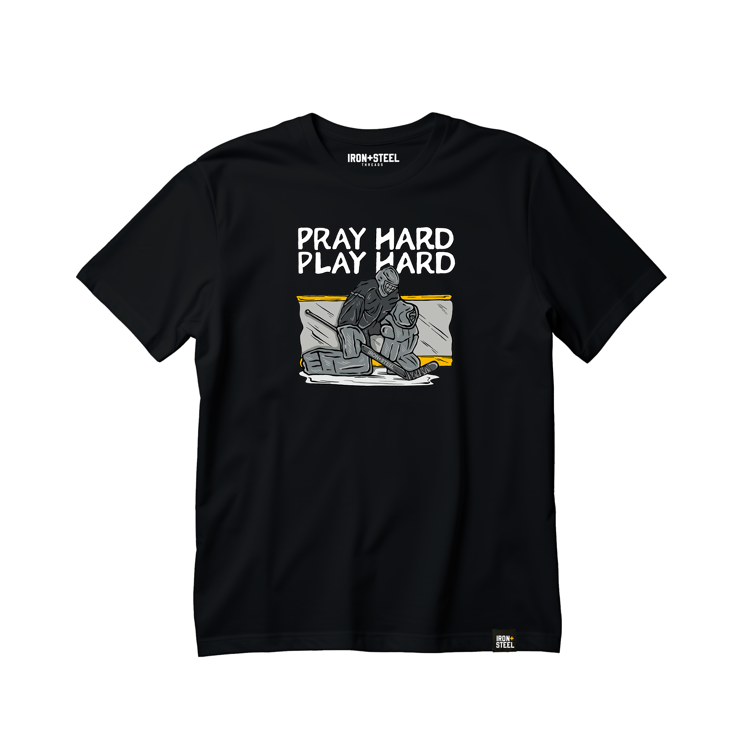 Goalie Pray Hard Play Hard Hockey Tee