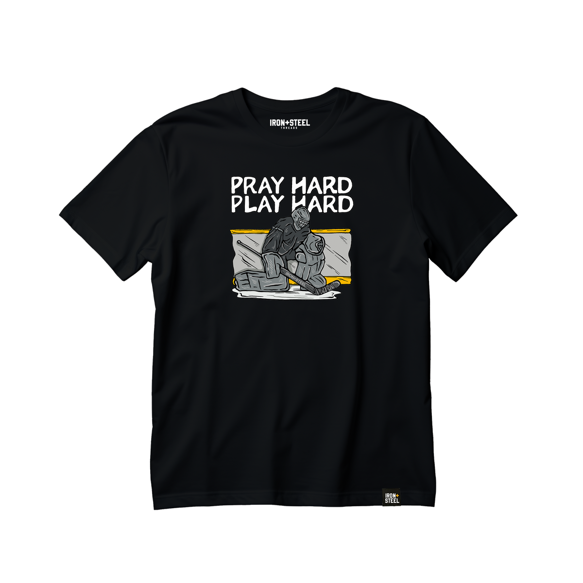 Goalie Pray Hard Play Hard Hockey Tee