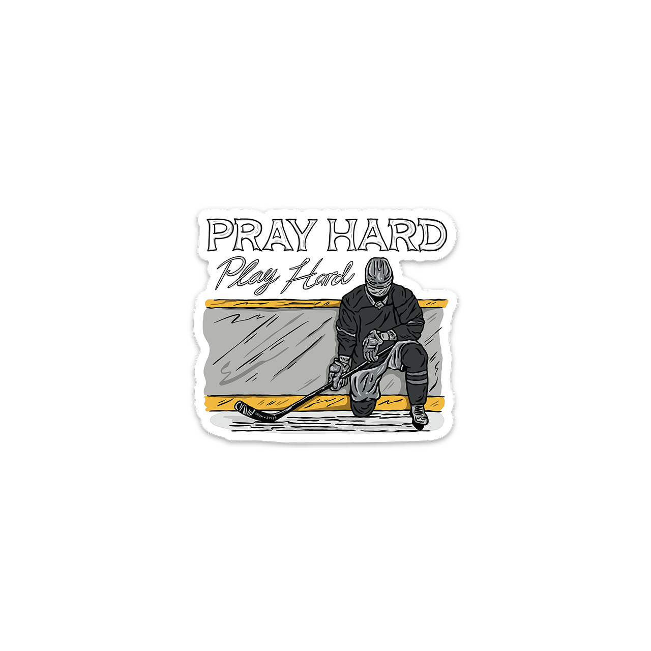 Pray Hard Player Hard Hockey Hockey Sticker