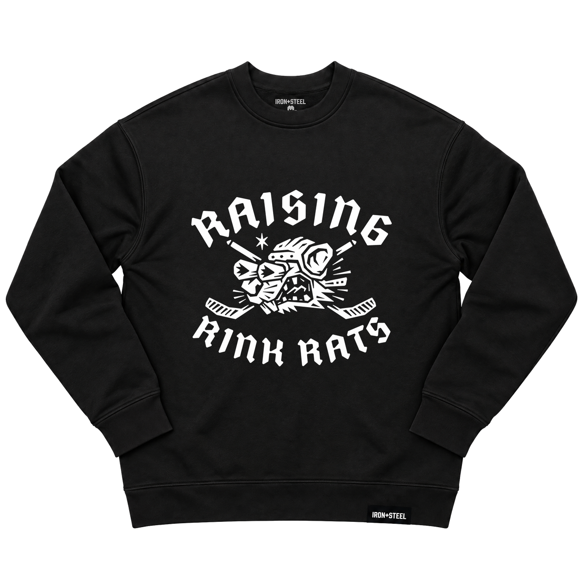 Raising Rink Rats Sweatshirt in black, front