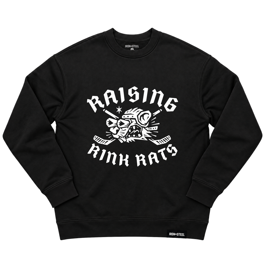 Raising Rink Rats Sweatshirt in black, front