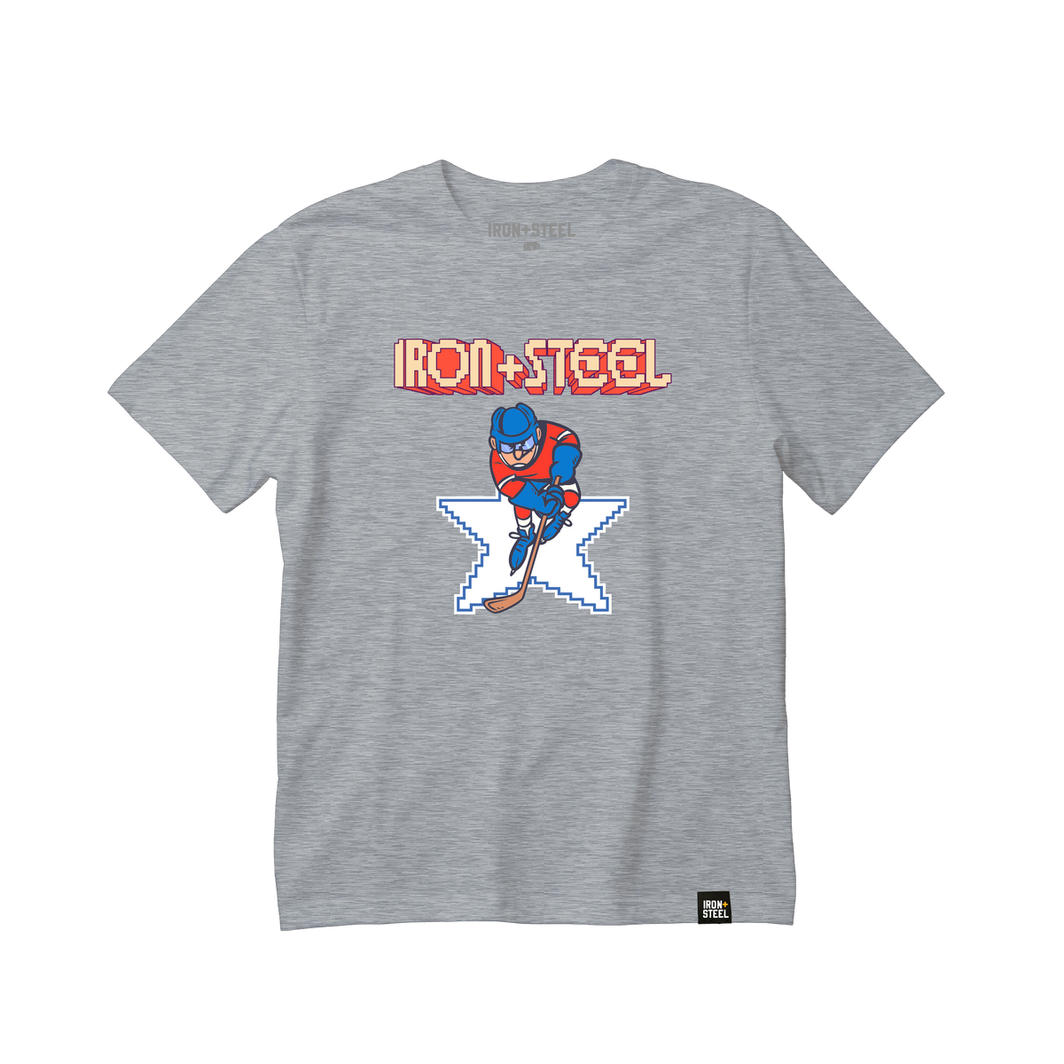 Retro Hockey Skater Tee in grey