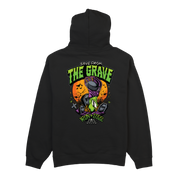 Save From The Grave Hockey Midweight Hoodie in black, back print