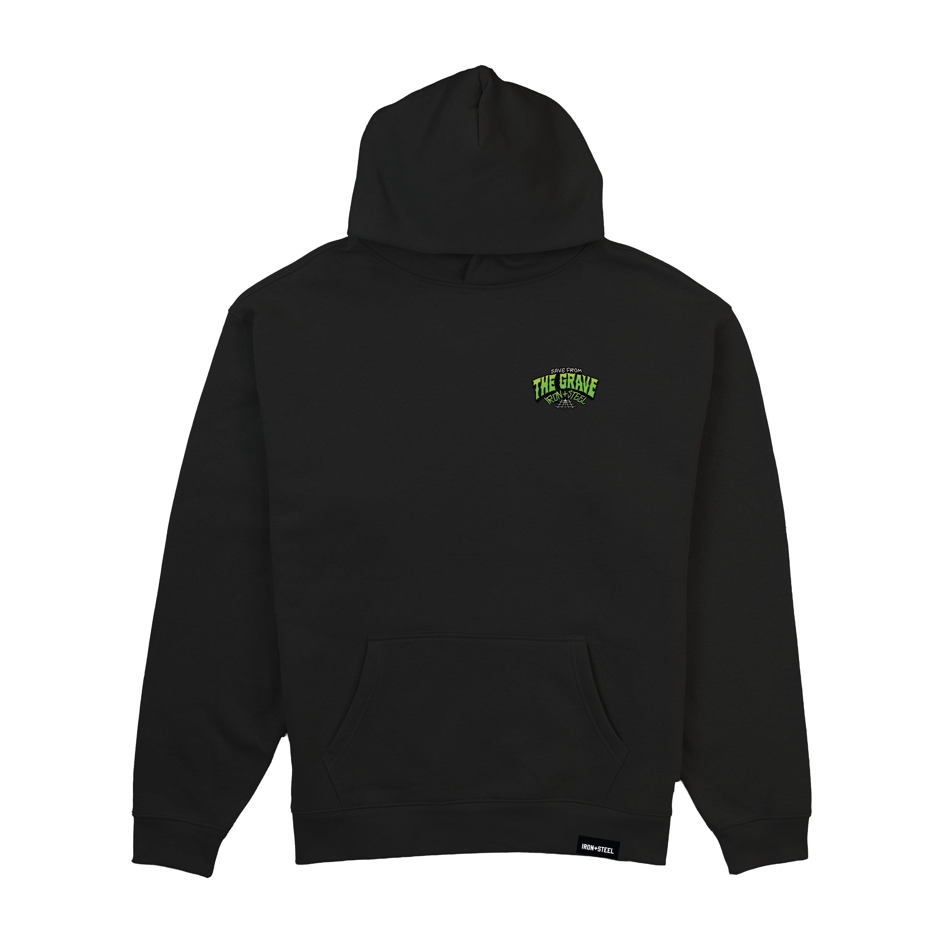Save From The Grave Hockey Midweight Hoodie in black, front chest patch