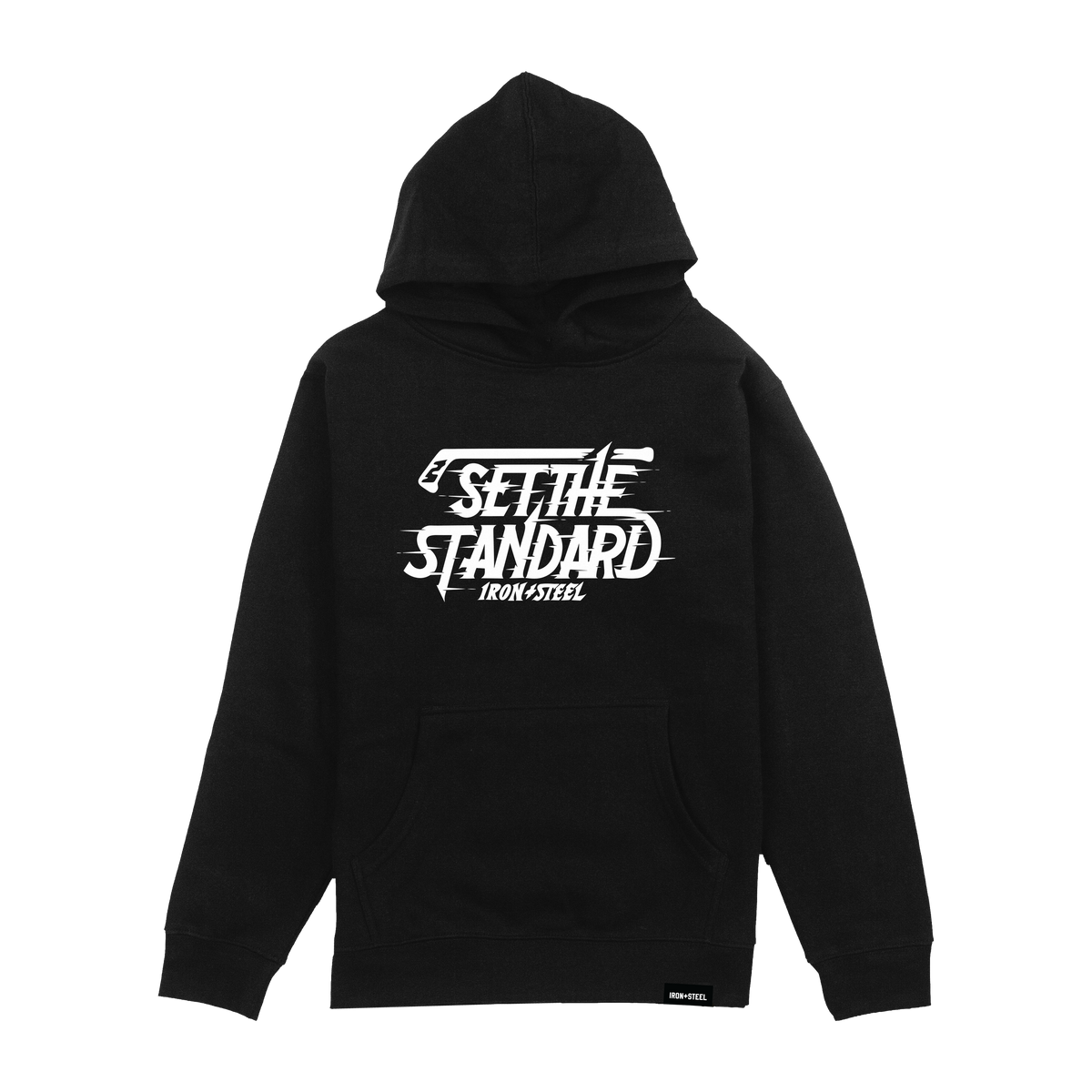 Set The Standard Hockey Youth Hoodie – Black – Front