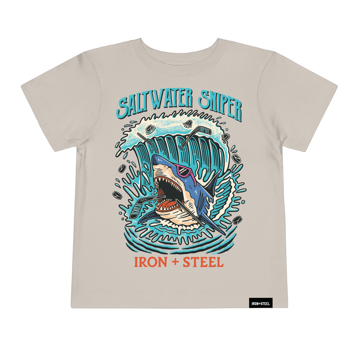 Saltwater Sniper Hockey Toddler Tee in bone