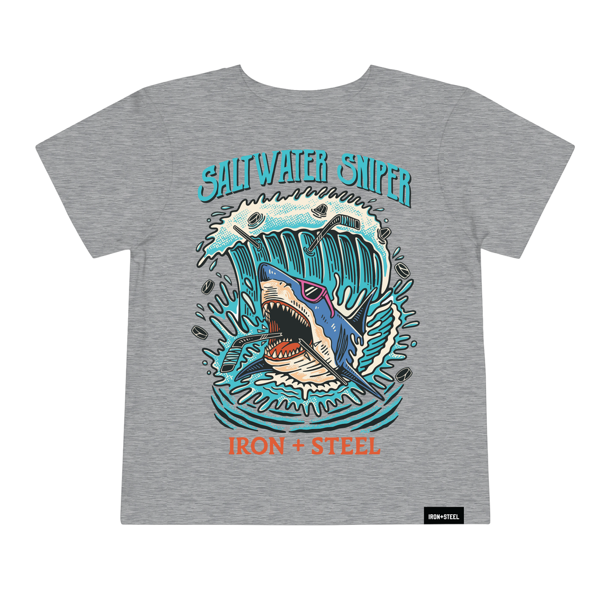 Saltwater Sniper Hockey Toddler Tee in grey