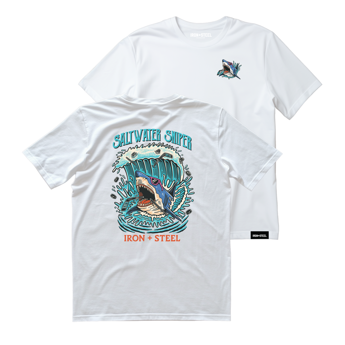 Saltwater Sniper Hockey Tee in white, front