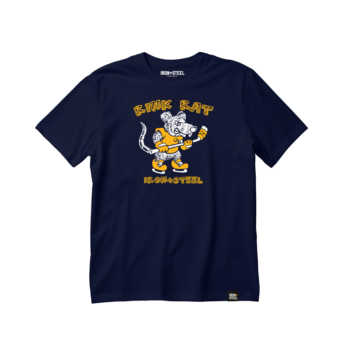 Skating Rink Rat Hockey Tee in navy