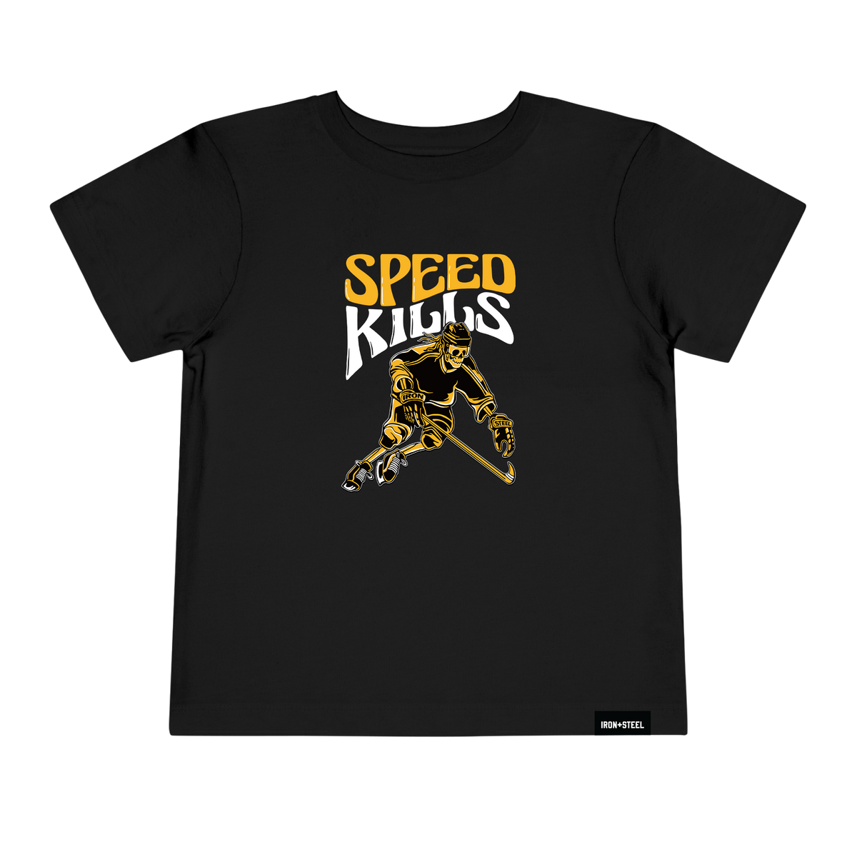 Speed Kills Hockey Toddler Tee in black, front