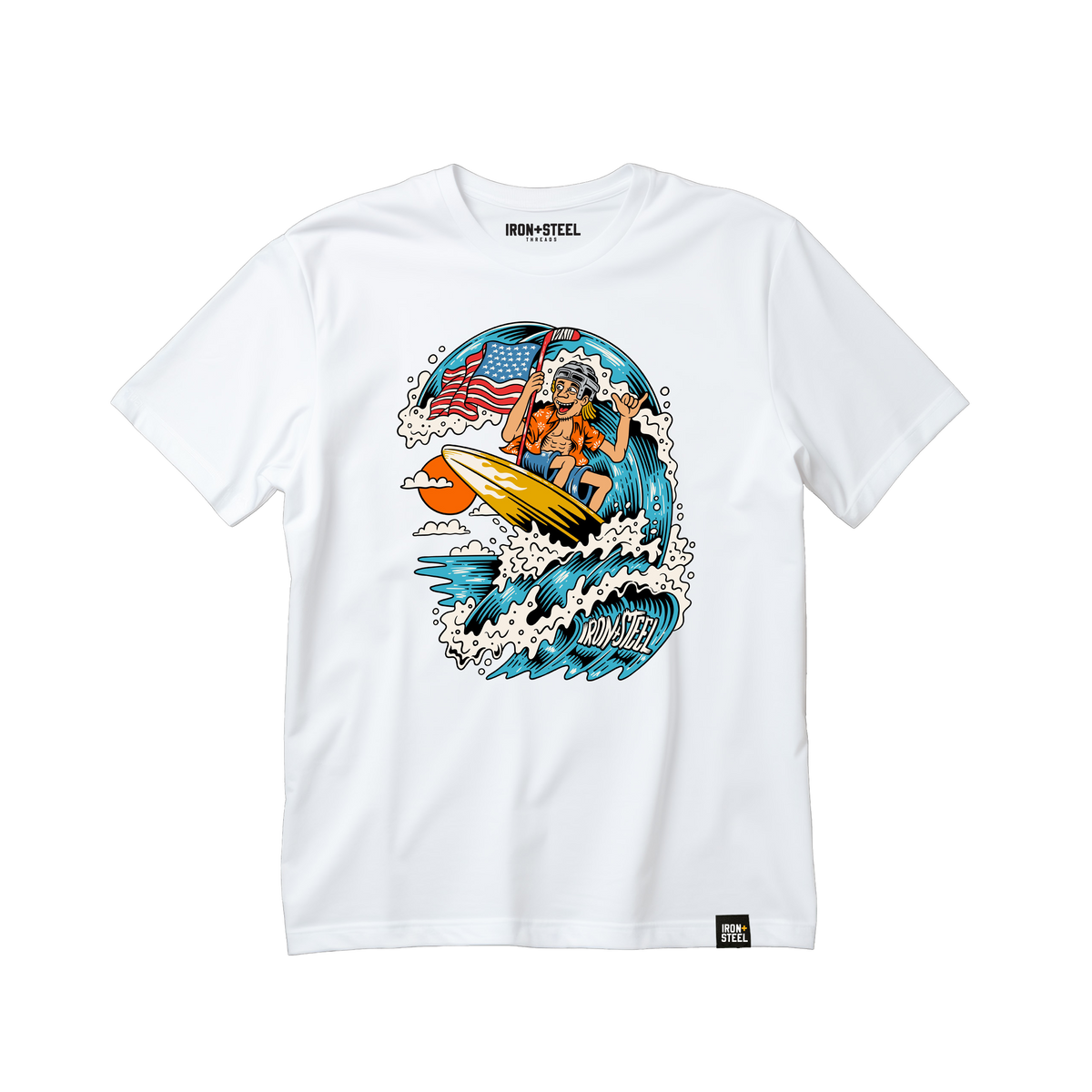 Surfing USA Hockey Tee in white, front