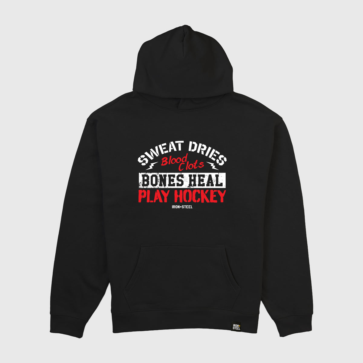 Bones Heal Hockey Midweight Hoodie in black, front