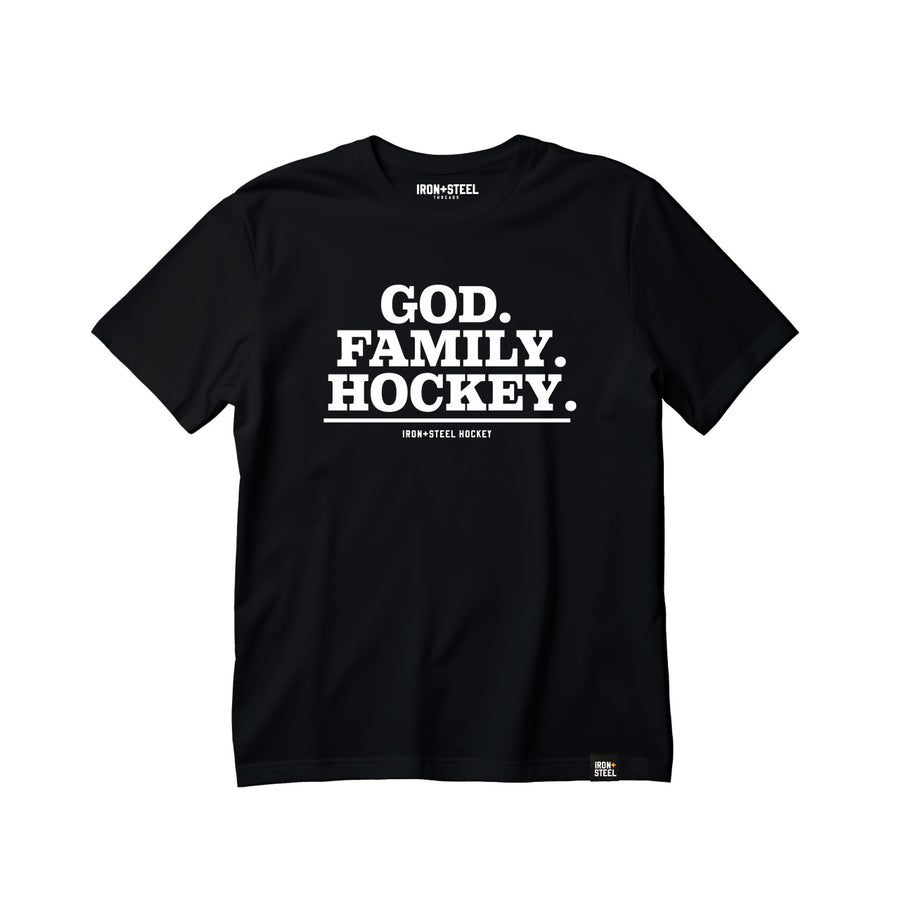 God. Family. Hockey. Kids USA Made T-Shirt