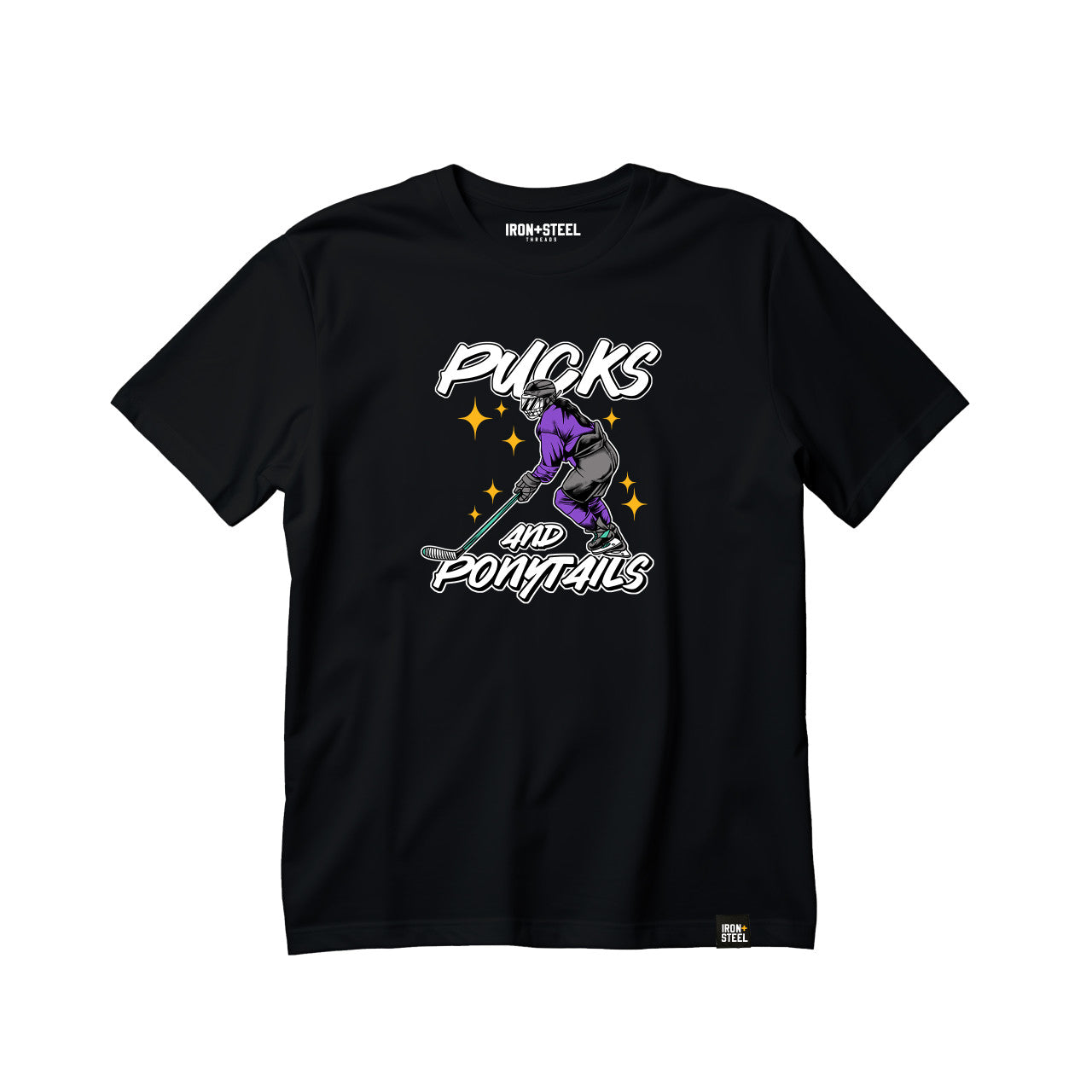 【HOCKEY】SKIM L/S TEE Pucks and Ponytails T-Shirt - For Hockey Girls – Iron+Steel