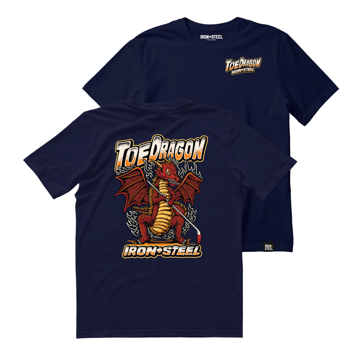 Toe Dragon Hockey Tee in navy, back