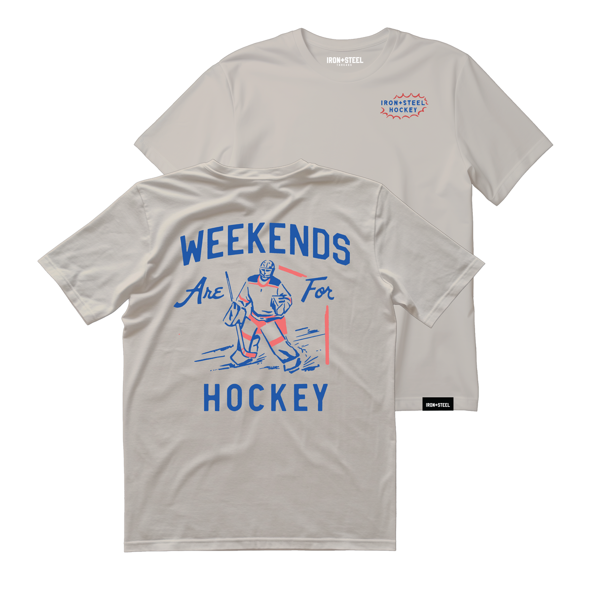 Goalie Vintage Weekends are for Hockey Tee in bone