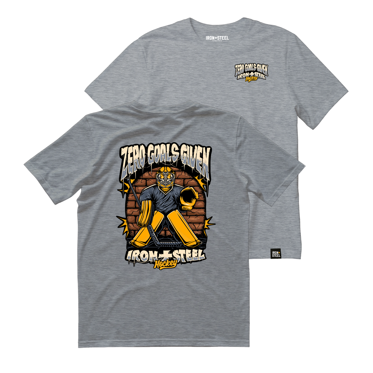 Zero Goals Given Hockey Tee in grey